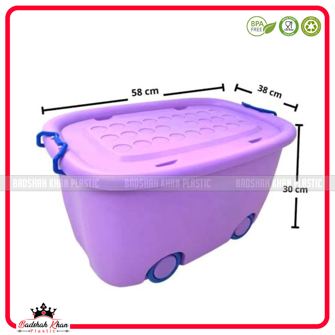 Colorful Kids Toy Storage Box, Storage Plastic Box With Wheels