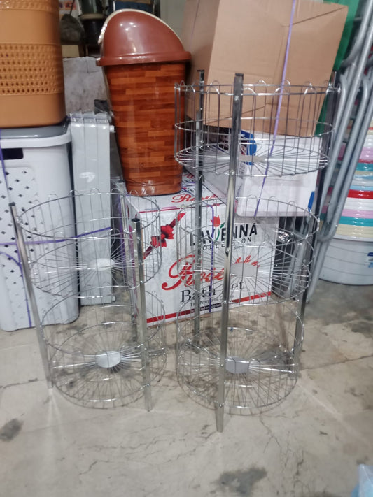 Chrome Plated Round Vegetable Storage Rack / Sabzi Rack / Kitchen Storage Rack