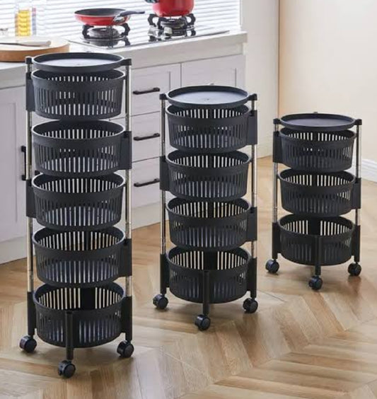 Plastic Movable Round Shape Vegetable Trolley