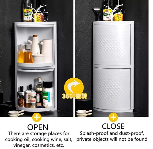 Bathroom corner cabinet plastic 360 degree rotating
