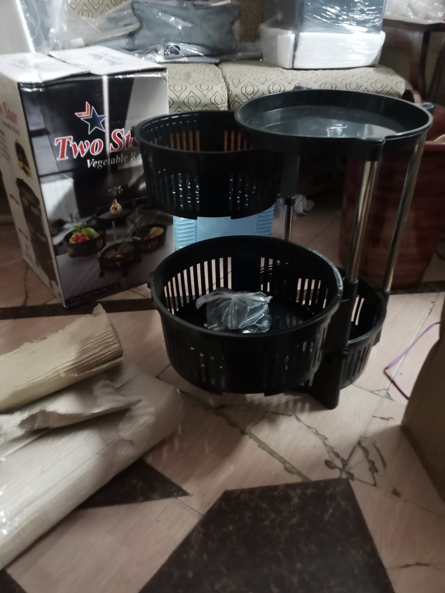 Plastic Movable Round Shape Vegetable Trolley